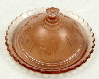 Pink Berry Mini Glass Butter Dish