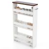 Rolling Kitchen Slim Storage Cart Mobile Shelving Organizer w/ Handle White