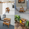 Acacia Wood Two Steps Stool Small Size Rectangle Top Best Ideas For Kitchen Living Room End Tables For Sofas Sub-stool for Living Room Bedside Strong