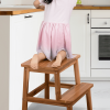 Acacia Wood Two Steps Stool Small Size Rectangle Top Best Ideas For Kitchen Living Room End Tables For Sofas Sub-stool for Living Room Bedside Strong