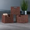Tessa 3-Pc Woven Rope Basket Set, Foldable, Walnut