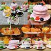 Artificial Dessert Fake Cake Realistic Souffle Crafts Photography Props Party Replica Prop Kitchen Bakery Display; Red