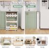 Rolling Kitchen Slim Storage Cart Mobile Shelving Organizer w/ Handle White