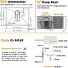 APPASO 23-Inch Single Bowl Kitchen Sink Undermount;  16-Gauge Stainless Steel 10-Inch Deep Utility Sink;  Handmade Small Bar Sink;  Undermount Kitchen
