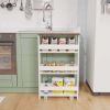Rolling Kitchen Slim Storage Cart Mobile Shelving Organizer w/ Handle White