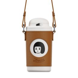 316 Stainless Steel Thermos Cup Children's Straw Cup (Option: B Xiaohui Brown-520ml)