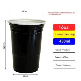 Red Disposable Plastic Cup Single Layer (Option: 450ml Black-401to500ml)