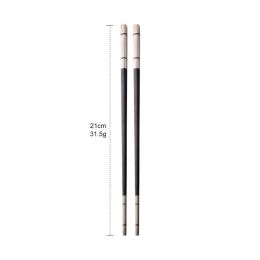 304 Stainless Steel Chopsticks Household Alloy Restaurant Color Laser Square-headed (Option: Short Black)