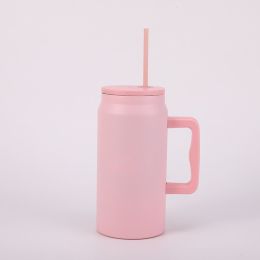 Portable Stainless Steel Large Capacity Vacuum Cup With Handle (Option: Pink-1500ml)