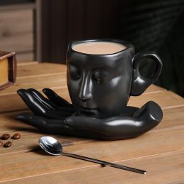 High Temperature Ceramic Creative Abstract Art Hand Fragrance Coffee Cup (Option: Black-260ML)