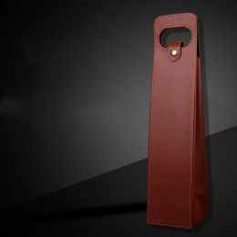 Red Wine Gift Box Leather Bck Of Two Bottles Portable (Option: 1pc-Wood Grain)