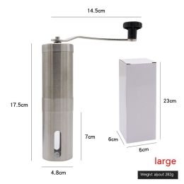 Coffee Machine Hand-cranked Household Coffee Bean Grinder Stainless Steel Small Manual Pulverizer (Option: White Box-Large Size)