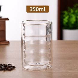 Fashion High Borosilicate Spiral Double-layer Cup (Option: 350ml)