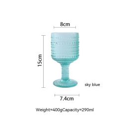 Bead Point Series Glass Cup High Leg (Option: Bead Point Goblet Sky Blue-301to400ml)