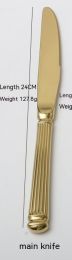 Roman Pillar Stainless Steel Thick Handle Knife Fork Spoon Set (Option: Golden Dinner Fork)