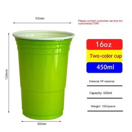 Red Disposable Plastic Cup Single Layer (Option: 450ml Green-401to500ml)