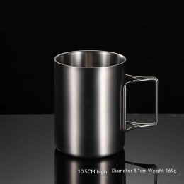 304 Stainless Steel Camping Activity Handle Double-layer Mug (Option: Stainless steel-400ml)