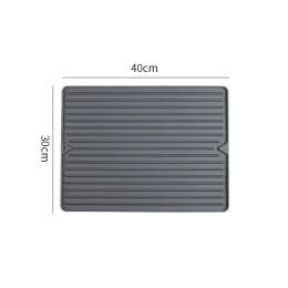Silicone Square Dish Drying Mat Drain Pad Water Filter Table Placemat Kitchen Heat Resistant Protection Durable Kitchenware (Color: grey-30x40cm, size: as the picture)