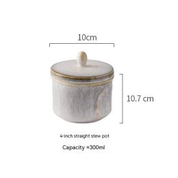 Household Ceramic Covered Water Proof Stewing Cup (Option: Gold Grey Ginseng Cup 4inches)