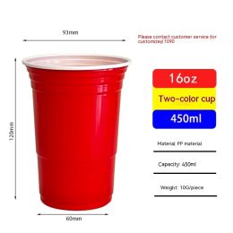 Red Disposable Plastic Cup Single Layer (Option: 450ml Red-401to500ml)
