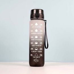 Water Cup Ton Cup Large Capacity Sports Kettle Gradient Cup (Option: White Black-1000ml)