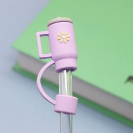 10mm Straw Cap Cup Straw Dust Cover (Option: Light Purple-Shipped On Suit)